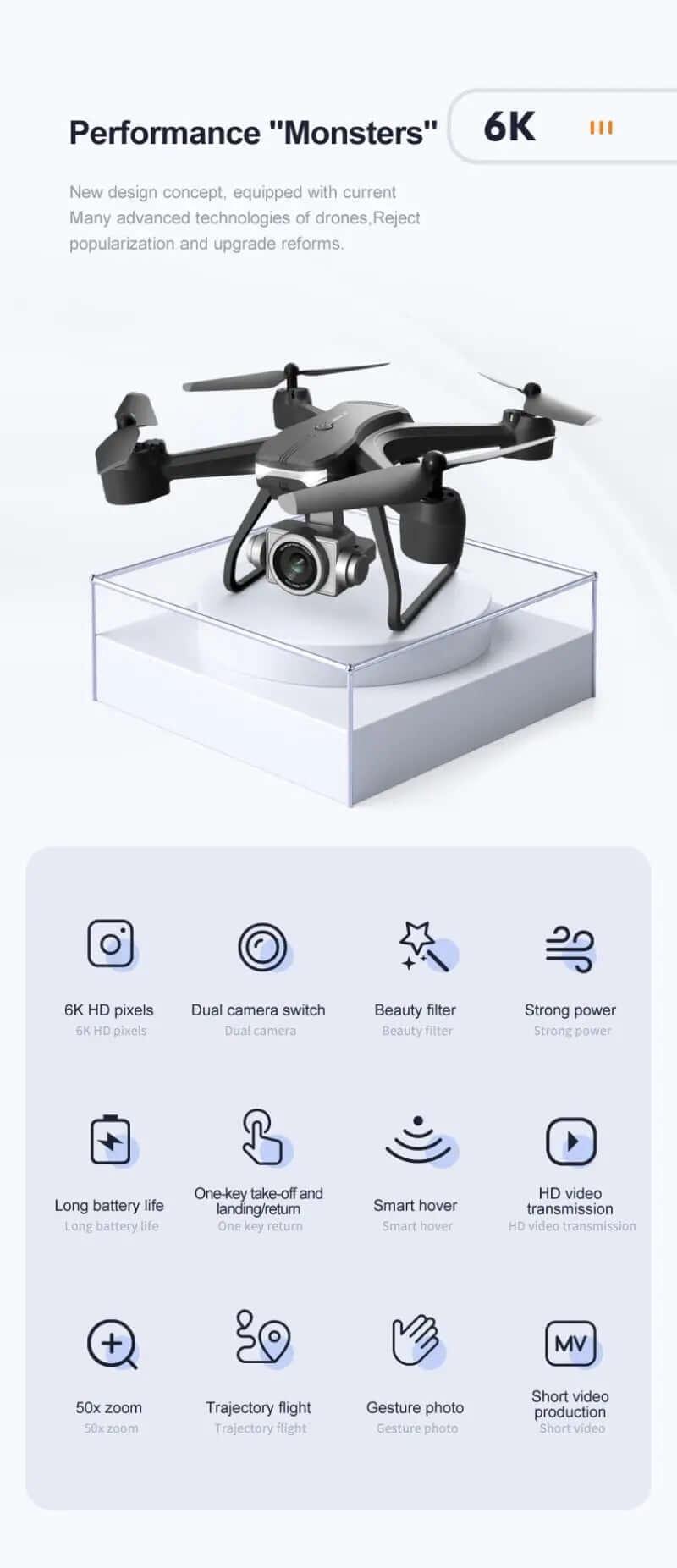 SARAOU Drone 4k Profession HD Wide Angle - SARAOU