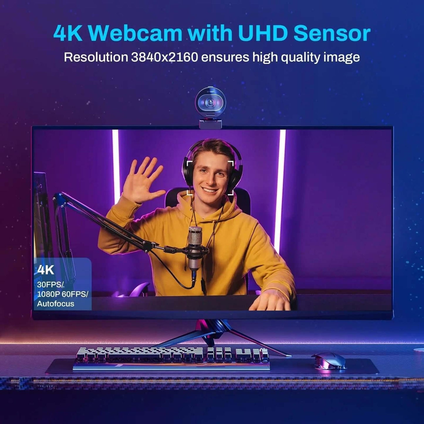 SARAOU EMEET S600 4K Autofocus Streaming Webcam - SARAOU