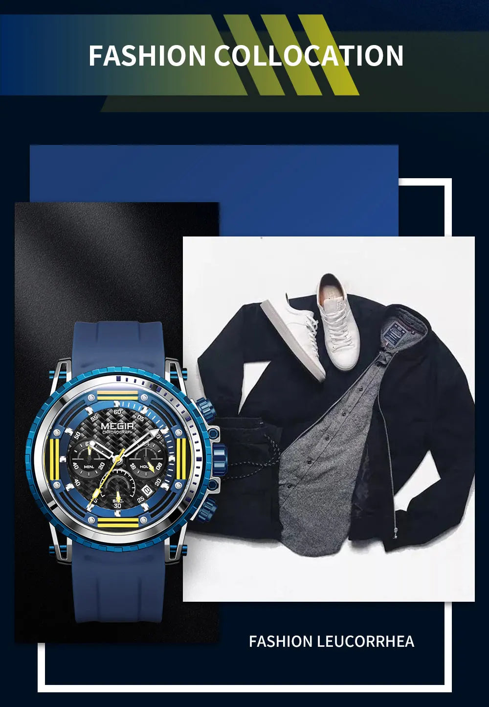 Montre Sport MEGIR Homme Chronographe Étanche