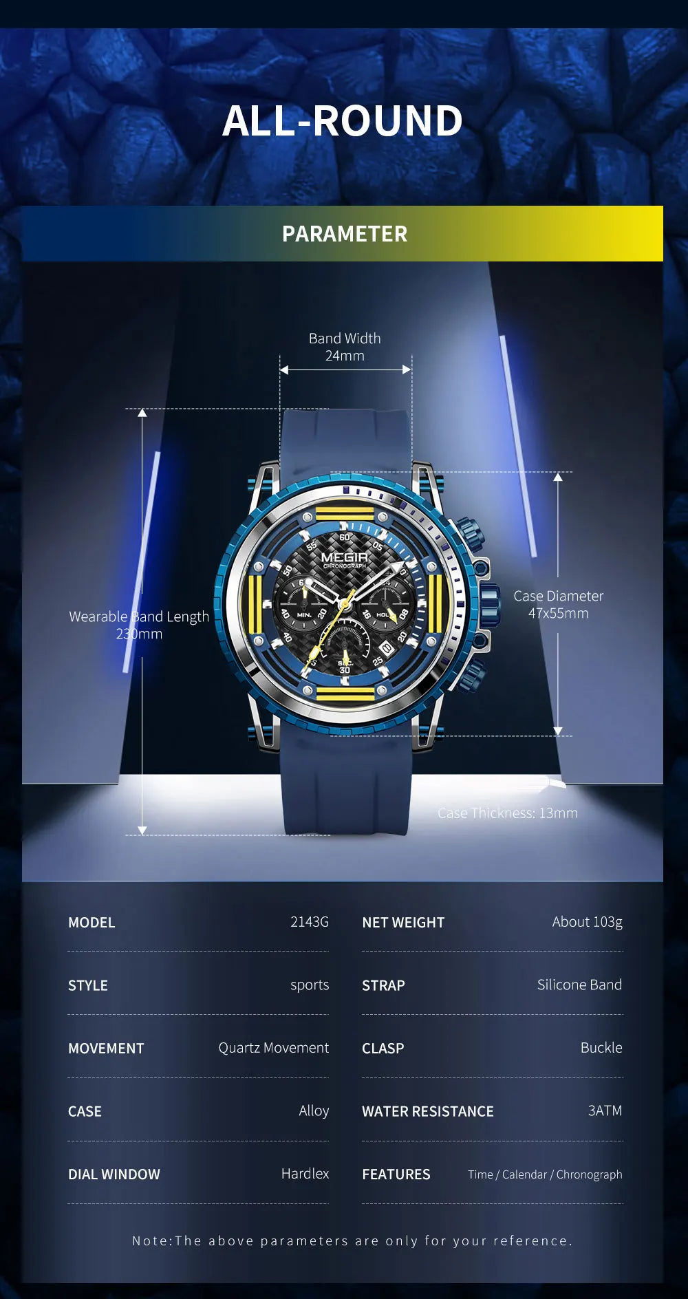 Montre Sport MEGIR Homme Chronographe Étanche