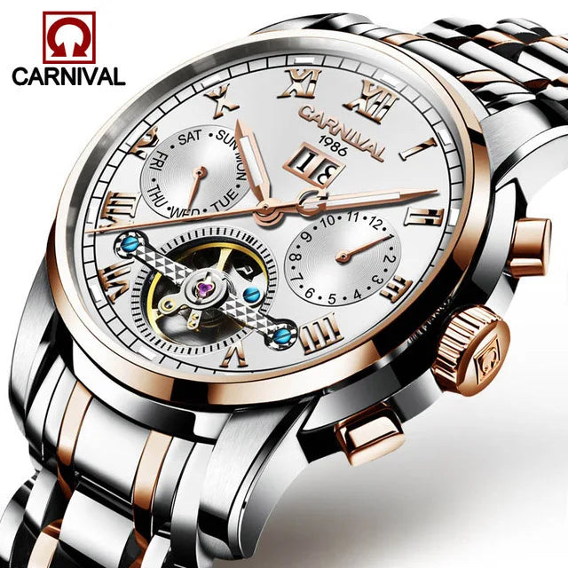 Men's CARNIVAL Tourbillon Automatic Watch - Sapphire Waterproof Luminous