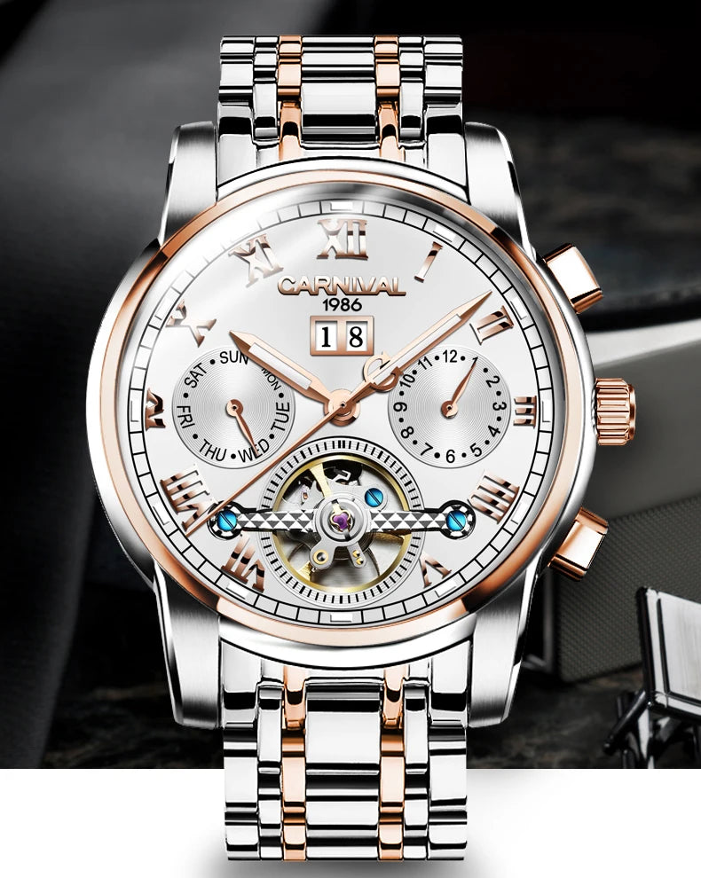 Men's CARNIVAL Tourbillon Automatic Watch - Sapphire Waterproof Luminous