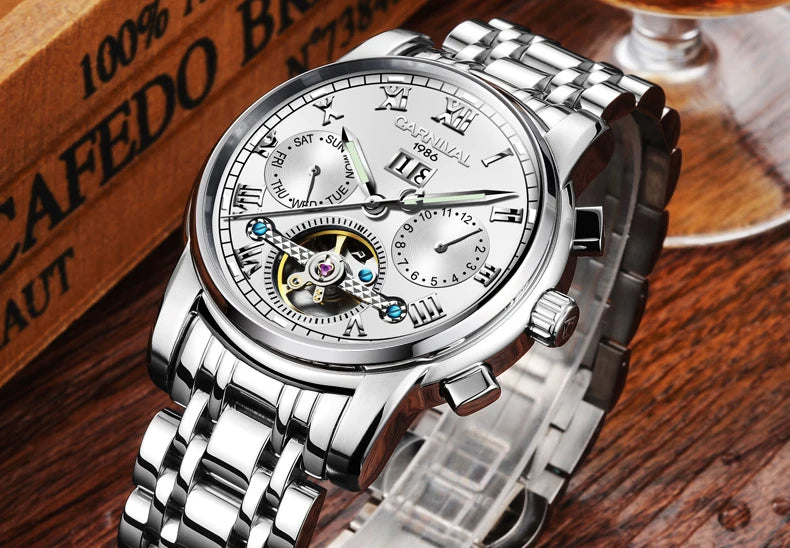 Men's CARNIVAL Tourbillon Automatic Watch - Sapphire Waterproof Luminous