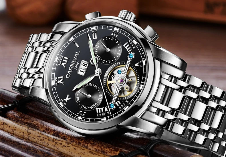 Men's CARNIVAL Tourbillon Automatic Watch - Sapphire Waterproof Luminous