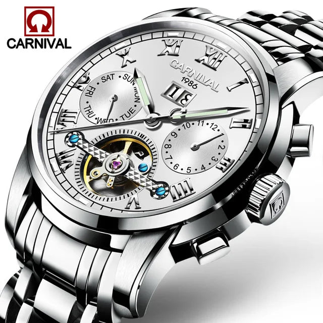 Men's CARNIVAL Tourbillon Automatic Watch - Sapphire Waterproof Luminous
