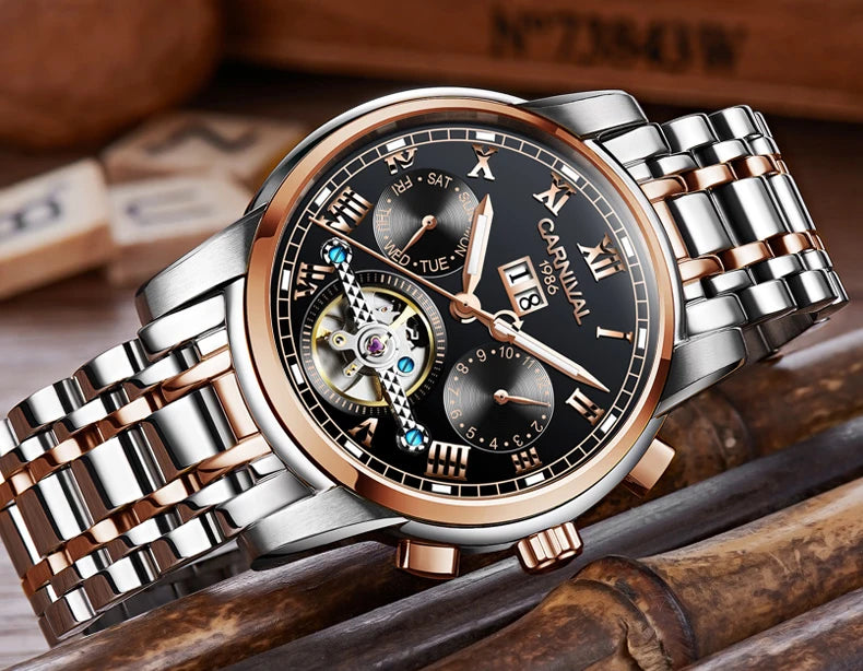 Men's CARNIVAL Tourbillon Automatic Watch - Sapphire Waterproof Luminous