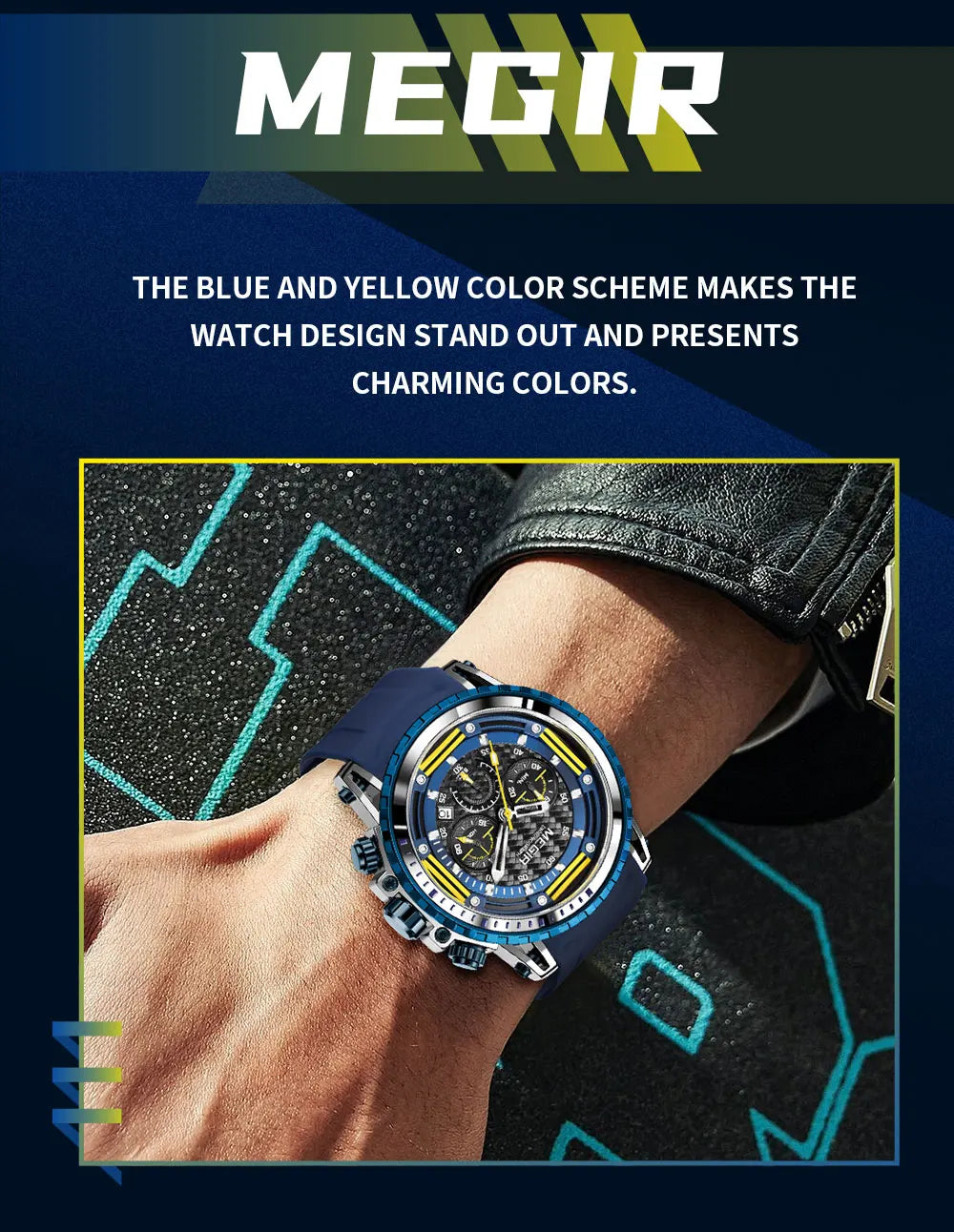 Montre Sport MEGIR Homme Chronographe Étanche