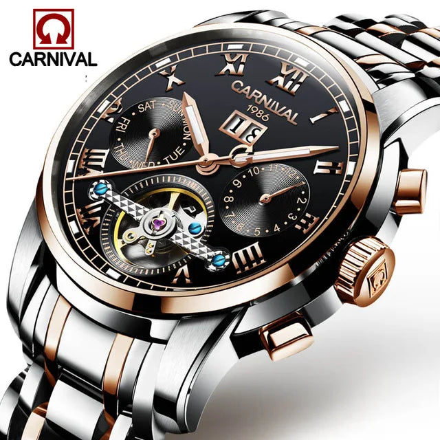 Men's CARNIVAL Tourbillon Automatic Watch - Sapphire Waterproof Luminous
