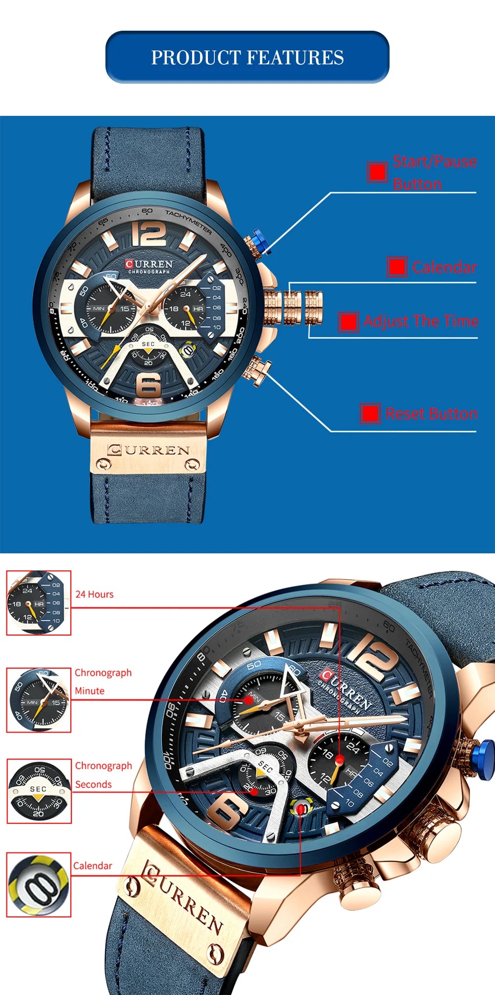 Montre militaire CURREN pour homme