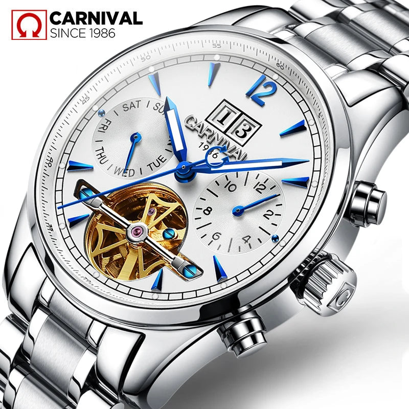 Men's CARNIVAL Tourbillon Automatic Watch - Sapphire Waterproof Luminous