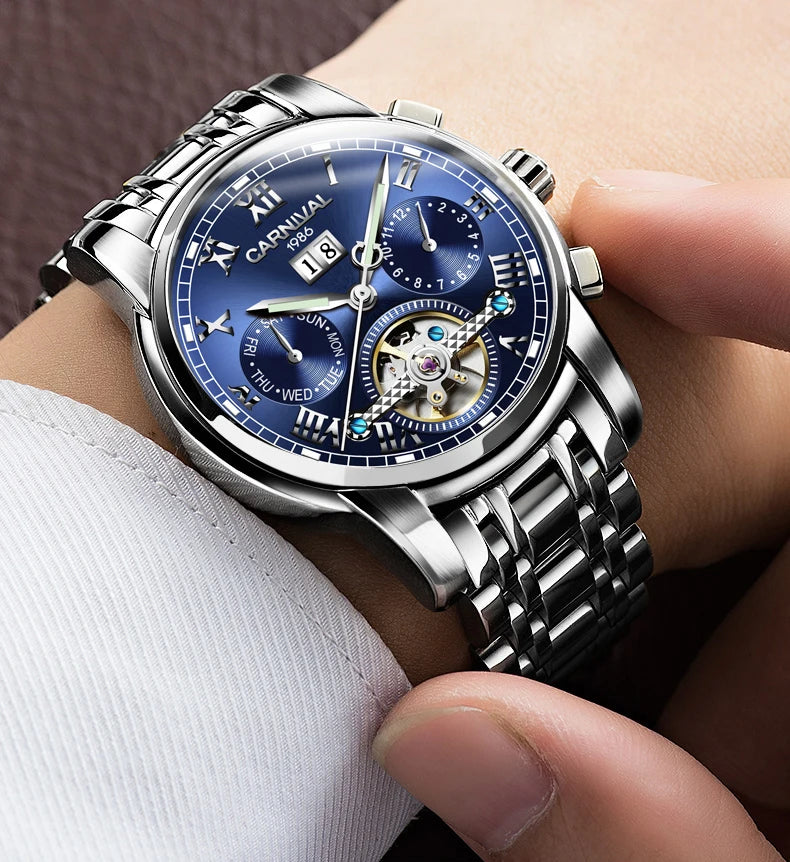 Men's CARNIVAL Tourbillon Automatic Watch - Sapphire Waterproof Luminous