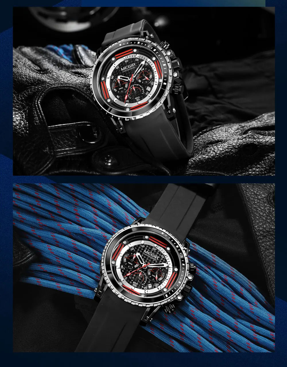 Montre Sport MEGIR Homme Chronographe Étanche
