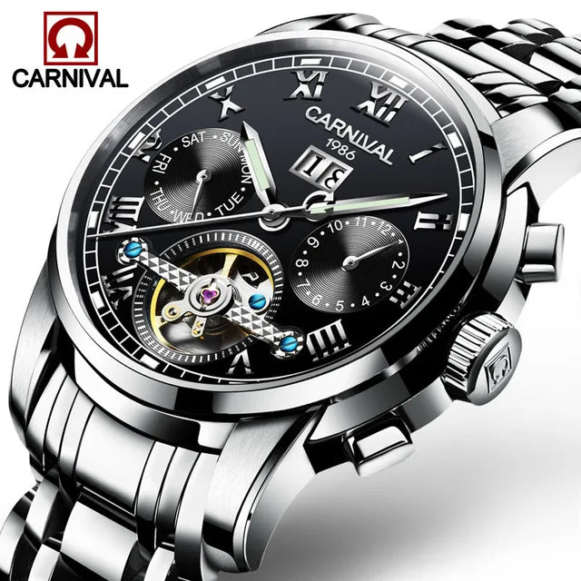 Men's CARNIVAL Tourbillon Automatic Watch - Sapphire Waterproof Luminous