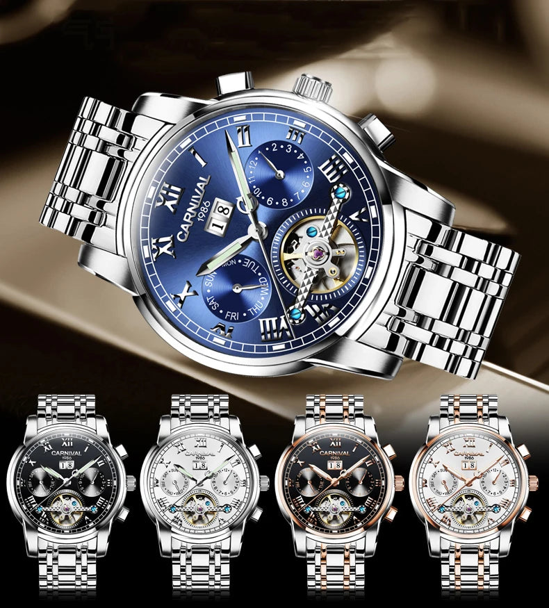Men's CARNIVAL Tourbillon Automatic Watch - Sapphire Waterproof Luminous