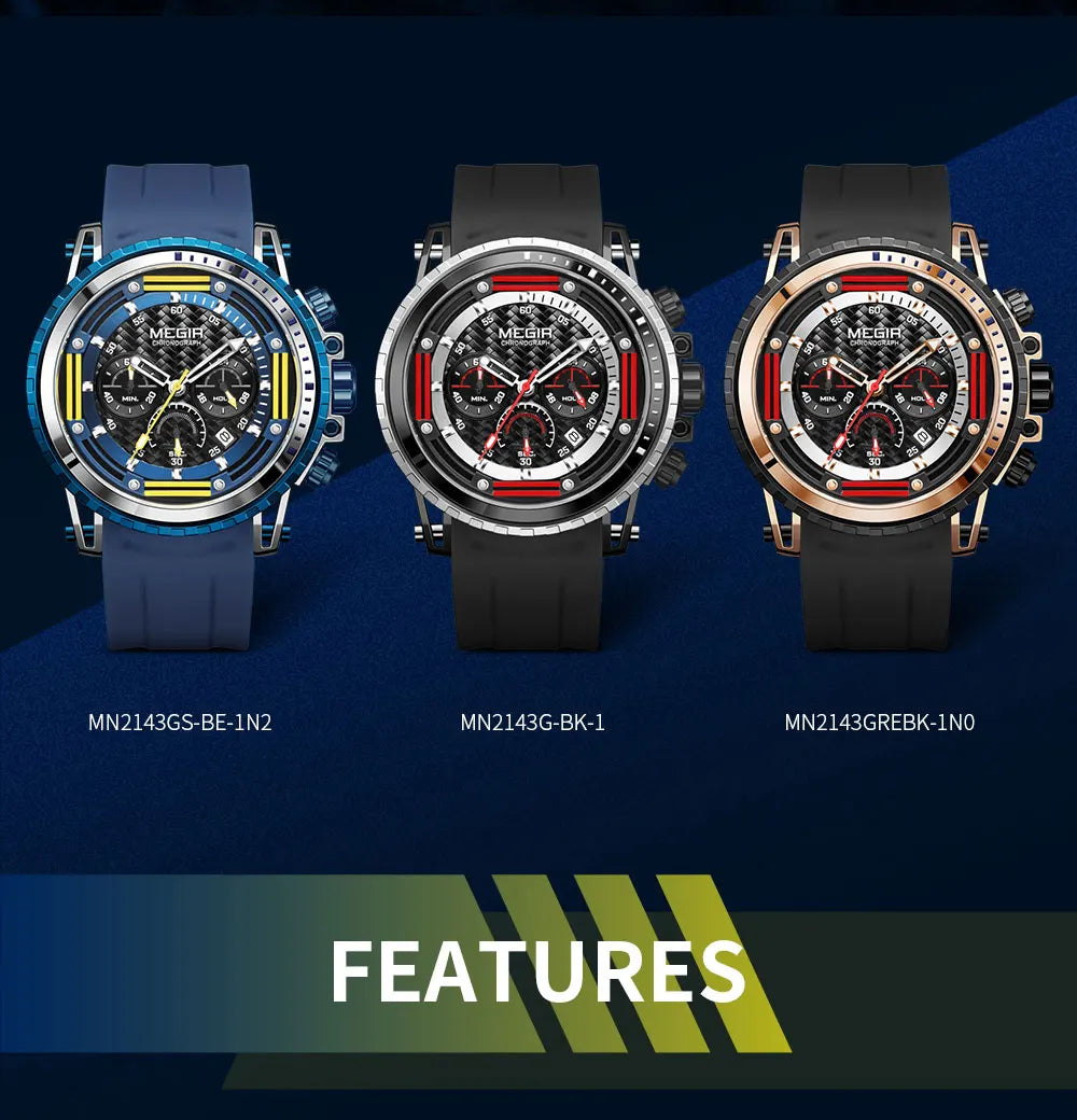 Montre Sport MEGIR Homme Chronographe Étanche