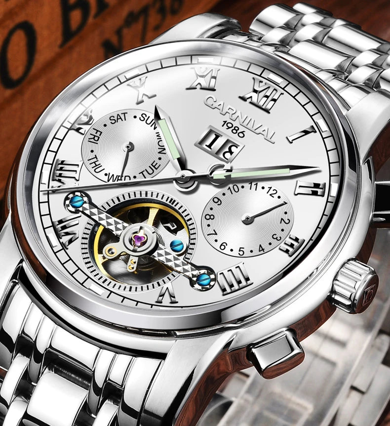 Men's CARNIVAL Tourbillon Automatic Watch - Sapphire Waterproof Luminous