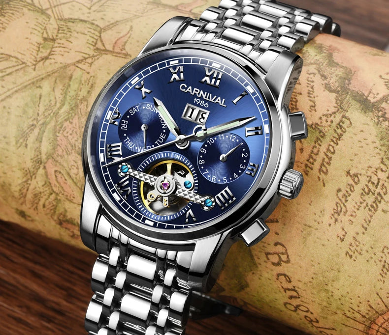 Men's CARNIVAL Tourbillon Automatic Watch - Sapphire Waterproof Luminous