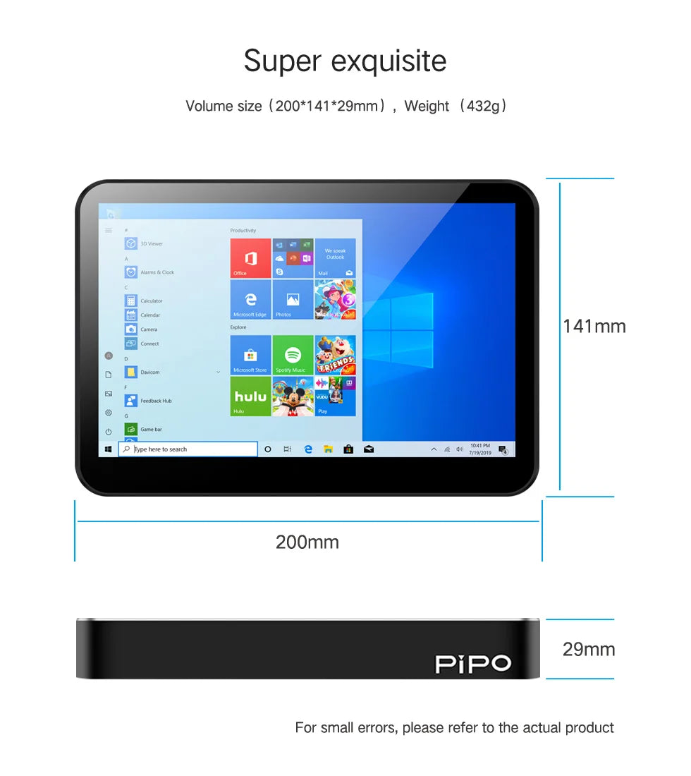Mini PC Pipo X2S 8'' Écran Tactile