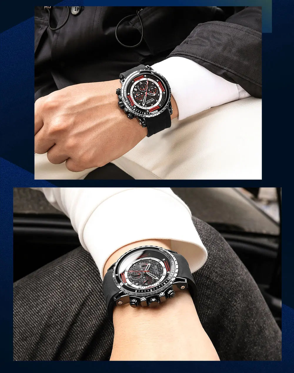 Montre Sport MEGIR Homme Chronographe Étanche