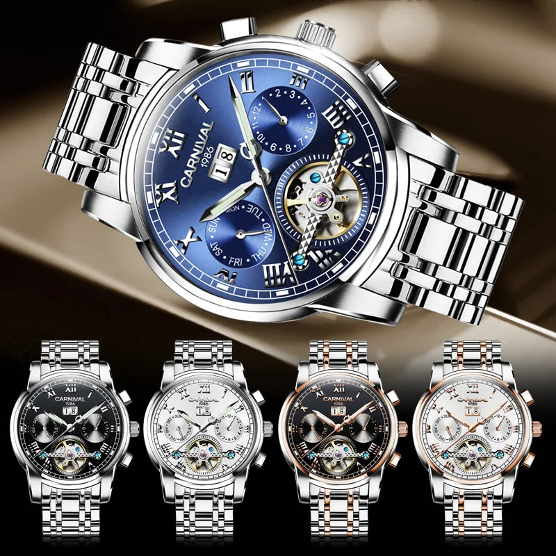 Men's CARNIVAL Tourbillon Automatic Watch - Sapphire Waterproof Luminous