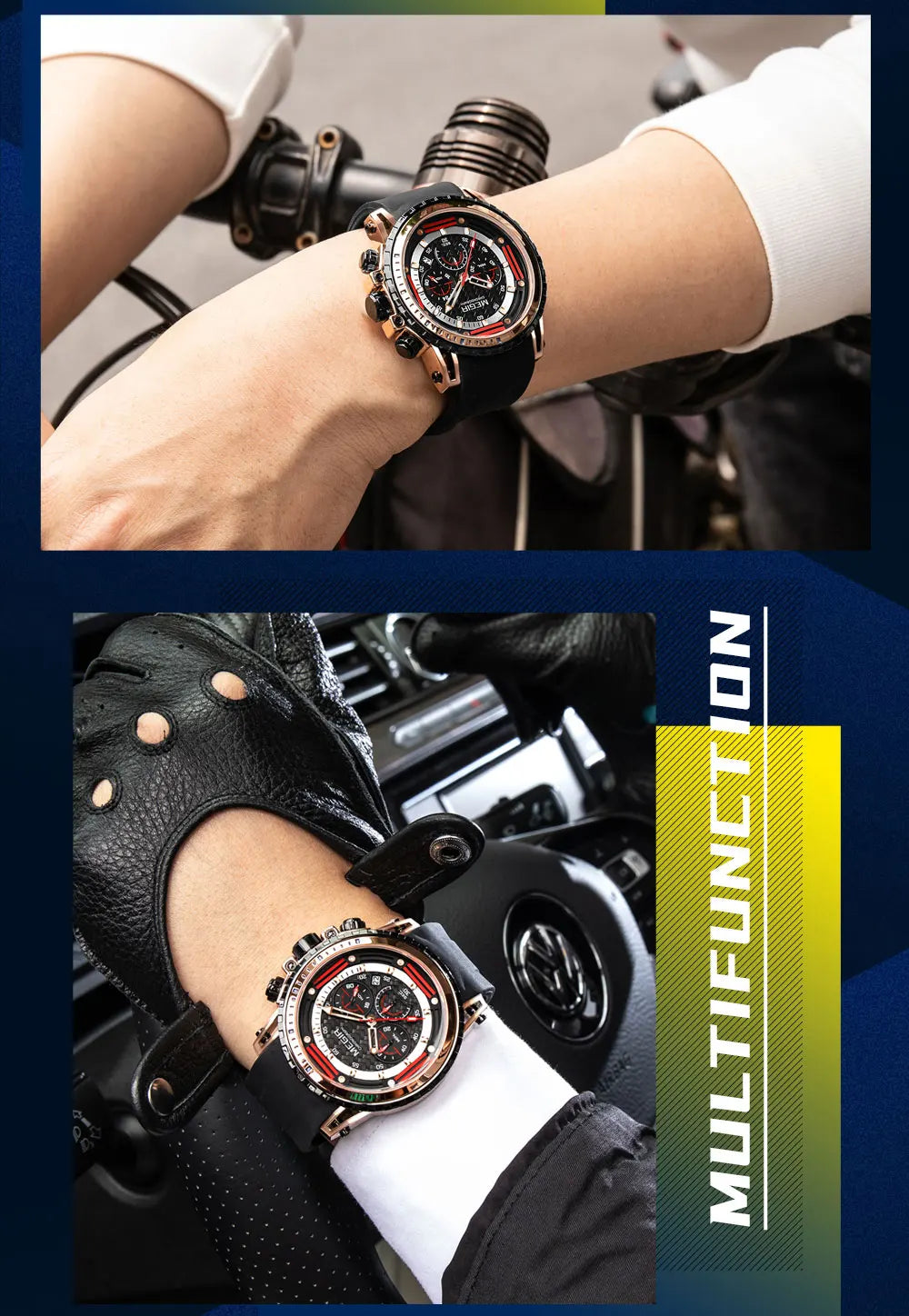 Montre Sport MEGIR Homme Chronographe Étanche