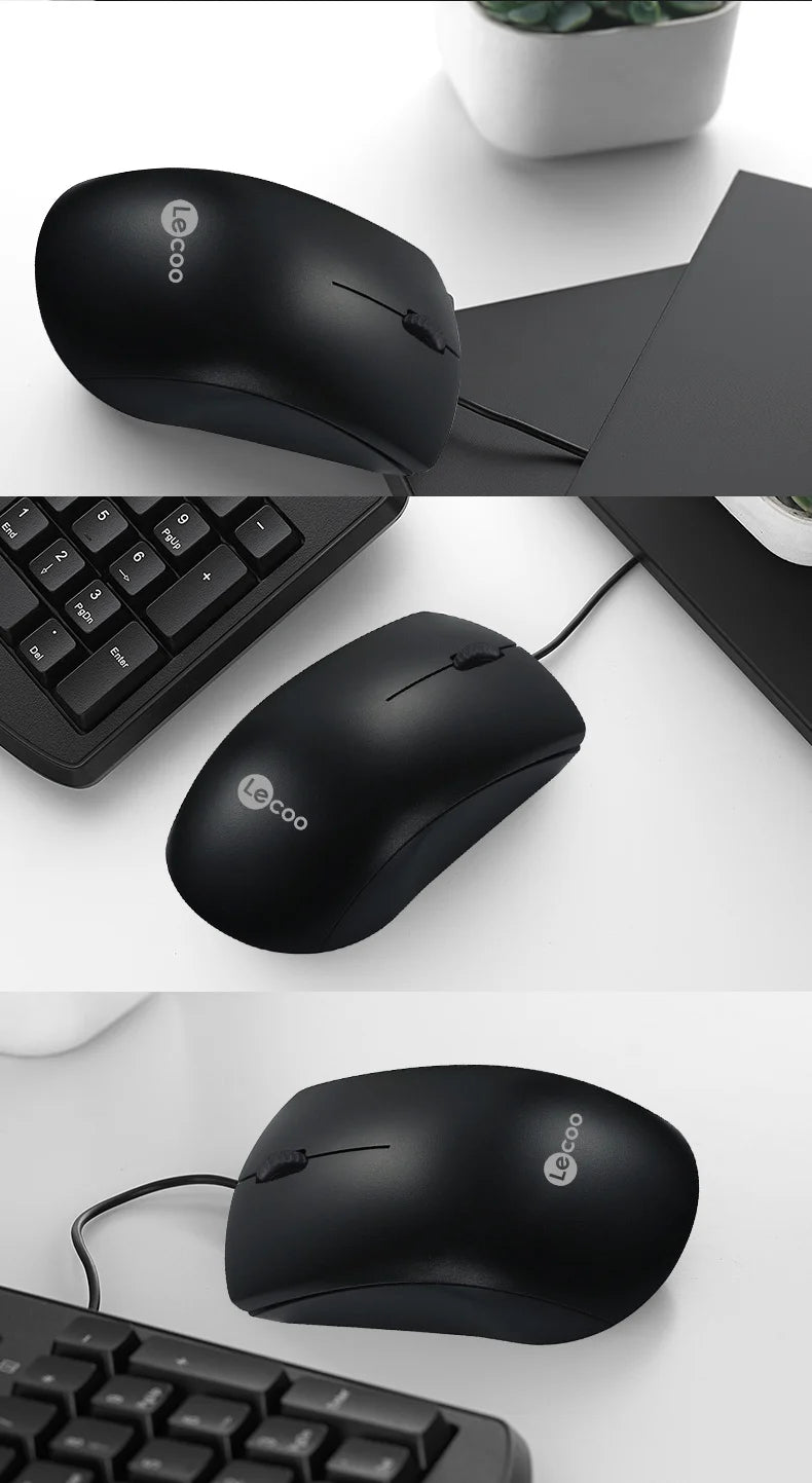 Lenovo LECOO USB Corded Mouse - Ergonomic Design