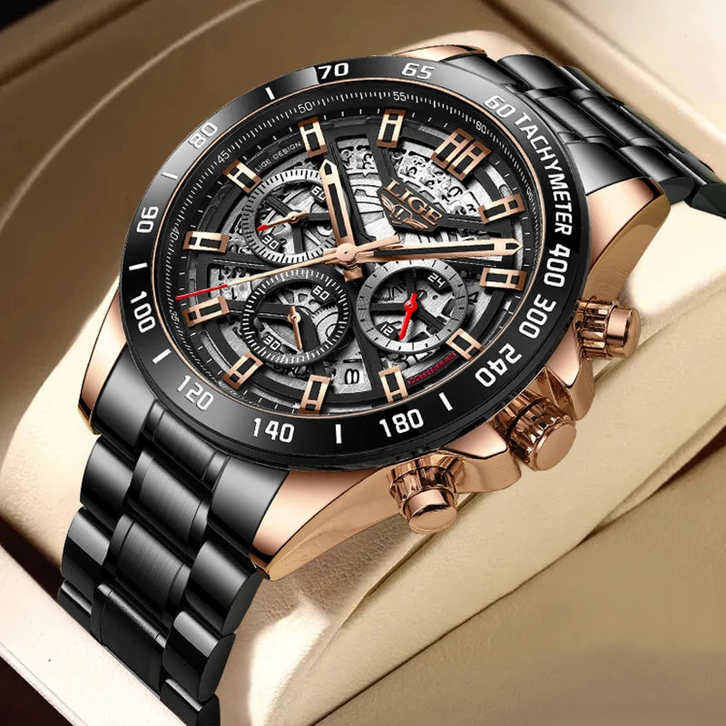 Montre LIGE Homme Sport Luxe Chronographe