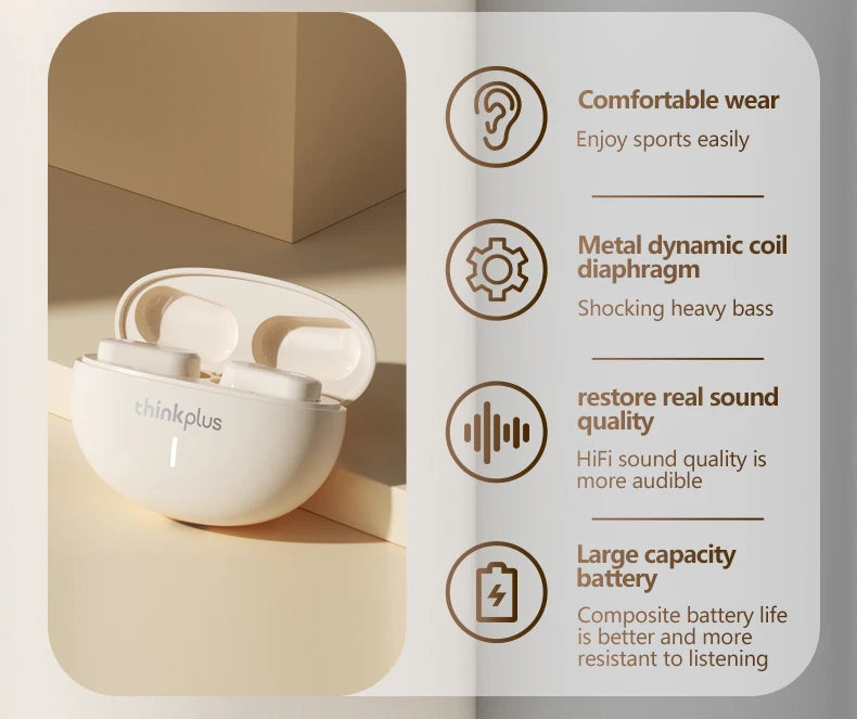 Écouteurs Lenovo LP19 Bluetooth 5.1 (Original)