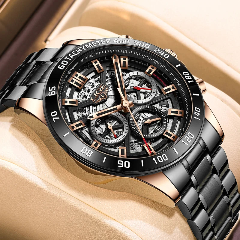 Montre LIGE Homme Sport Luxe Chronographe