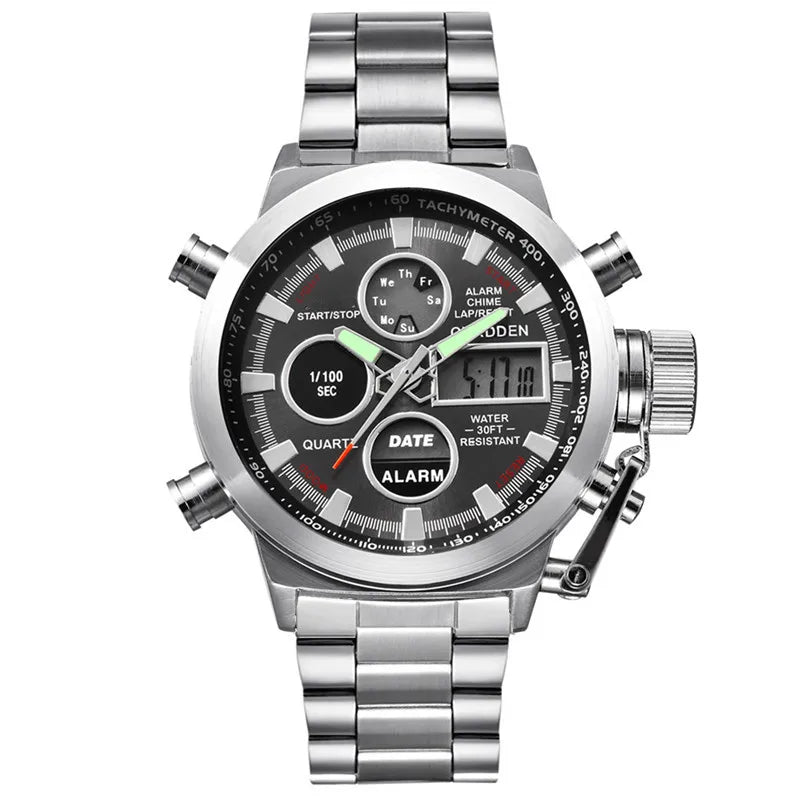 Men's XINEW Electronic Casual Watch - Dual Time Black