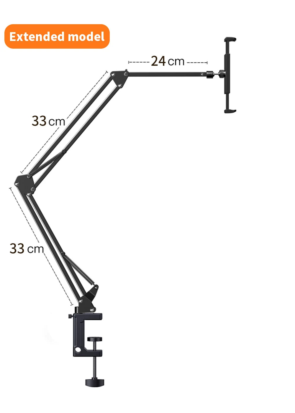 Support tablette pour lit avec bras métal 90cm et rotation 360°
