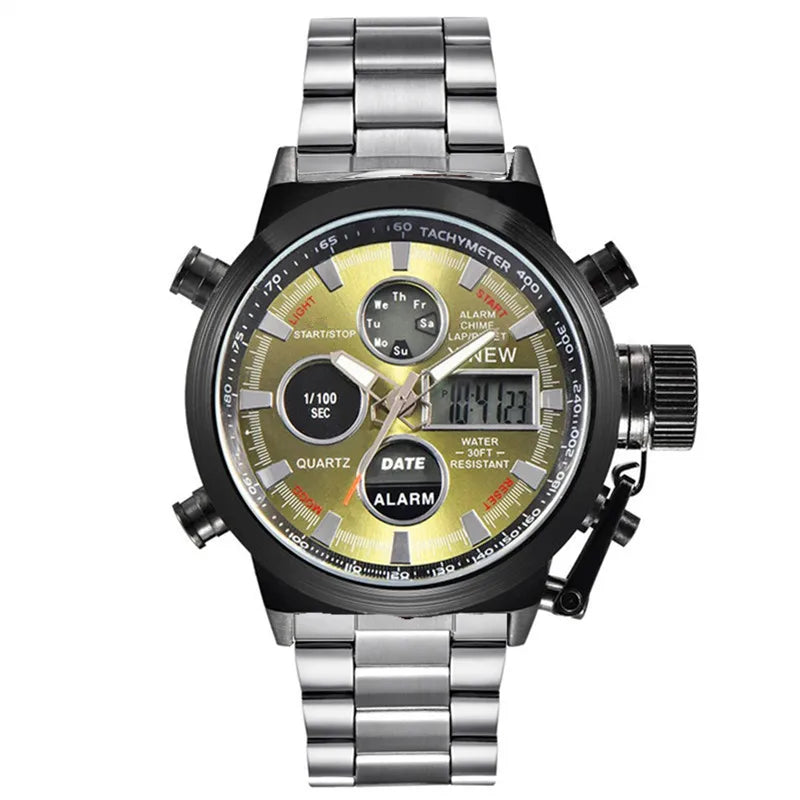 Men's XINEW Electronic Casual Watch - Dual Time Black
