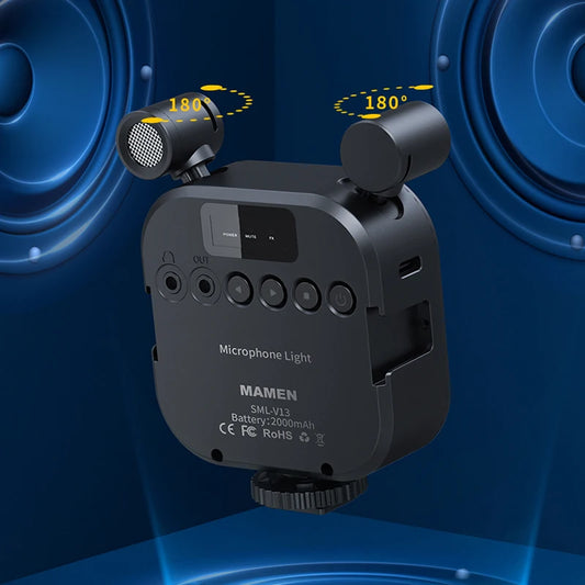 MAMEN Vlogging Kit – Microphone, LED & Tripod | Ideal for YouTube, TikTok & Live