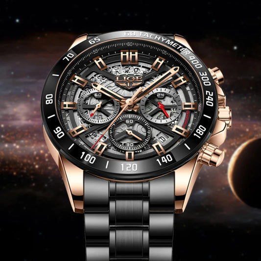 Montre LIGE Homme Sport Luxe Chronographe