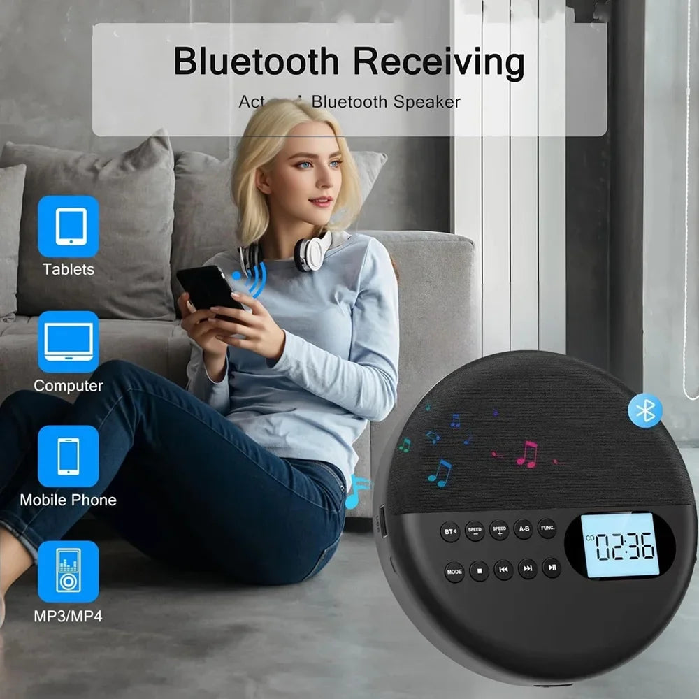 Lecteur CD Portable Bluetooth 5.0