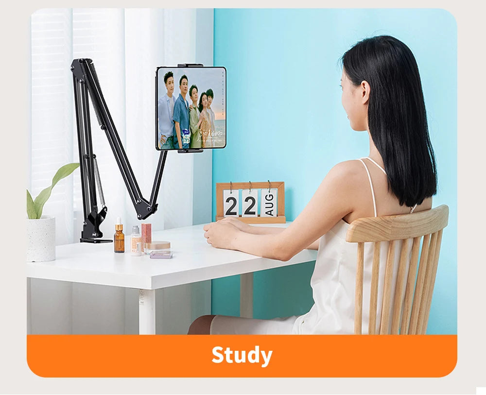 Support tablette pour lit avec bras métal 90cm et rotation 360°