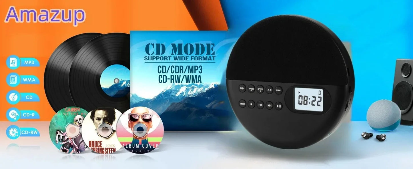 Lecteur CD Portable Bluetooth 5.0