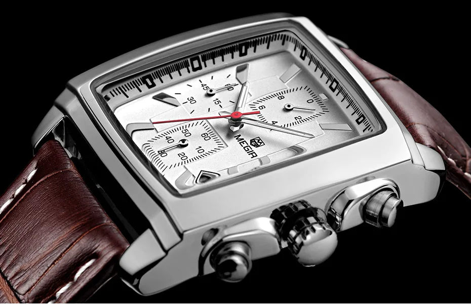 Montre MEGIR Homme Rectangulaire Cuir Bleu