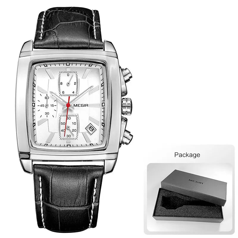 Montre MEGIR Homme Rectangulaire Cuir Bleu