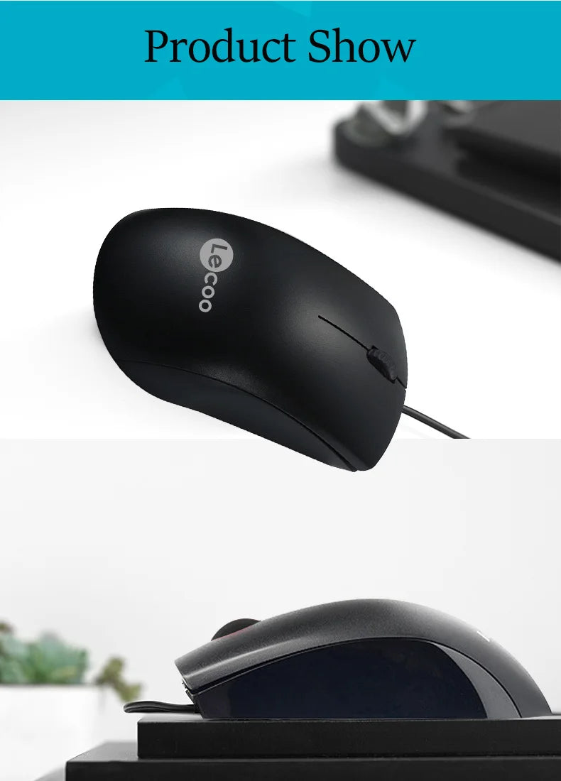 Lenovo LECOO USB Corded Mouse - Ergonomic Design