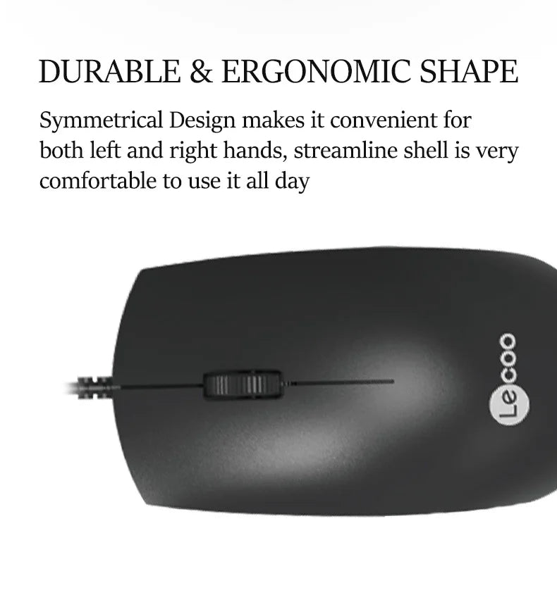 Lenovo LECOO USB Corded Mouse - Ergonomic Design