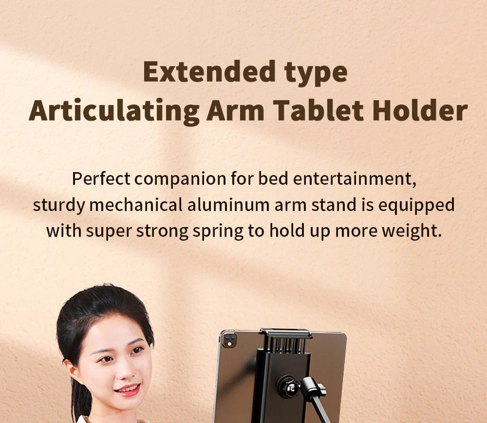 Support tablette pour lit avec bras métal 90cm et rotation 360°