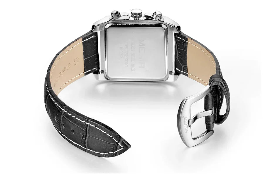 Montre MEGIR Homme Rectangulaire Cuir Bleu
