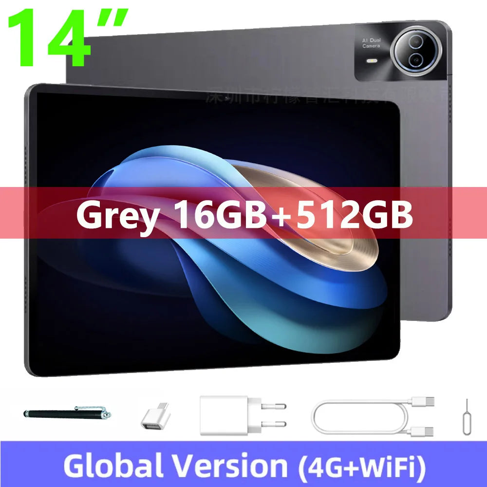 Tablette Android 14 Pouces Grand Écran 16GB RAM 512GB | SARAOU