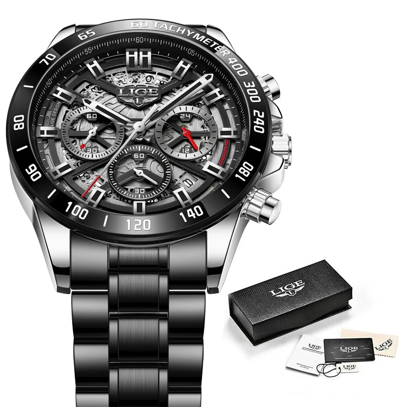 Montre LIGE Homme Sport Luxe Chronographe