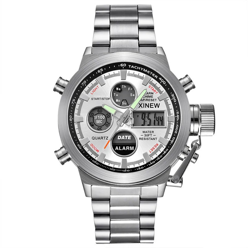 Men's XINEW Electronic Casual Watch - Dual Time Black