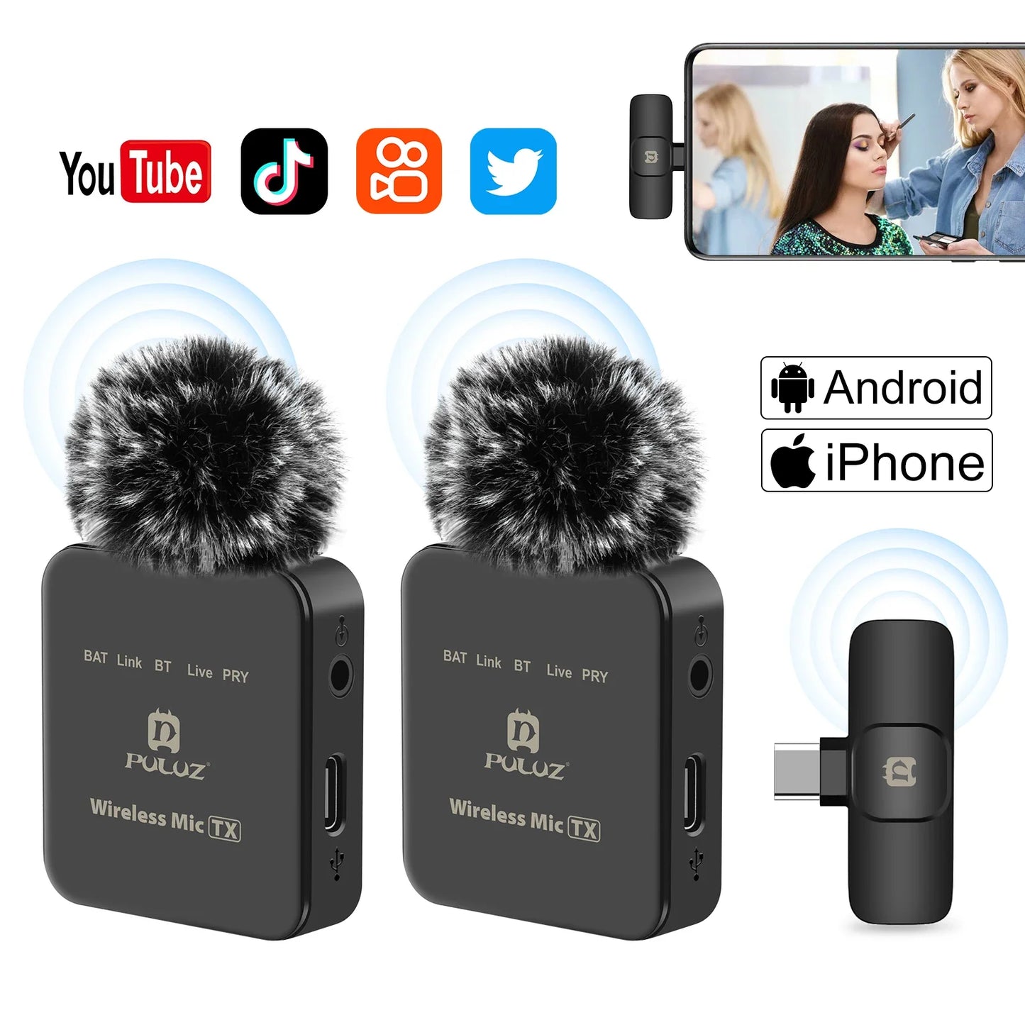 PULUZ Wireless Lavalier Microphone