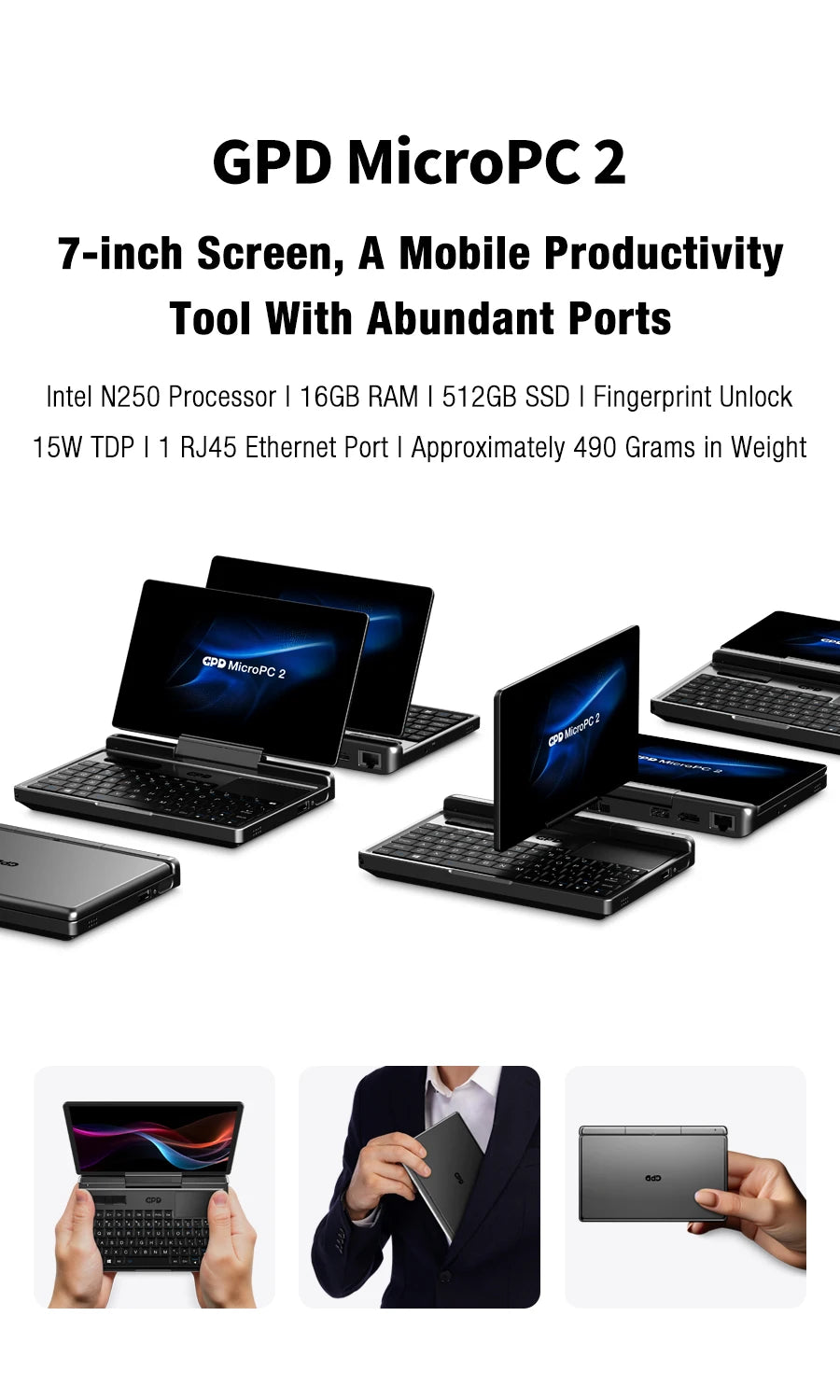 GPD Micro PC 2 Mini Ordinateur Portable Intel N250