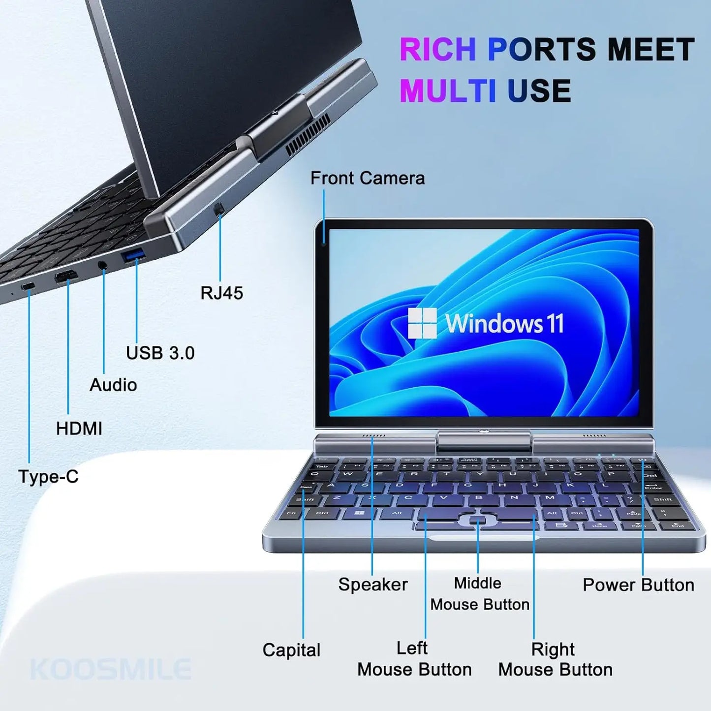 Mini PC Portable 8" Windows 11