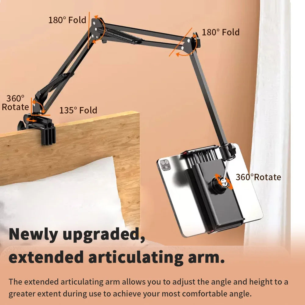 Support tablette pour lit avec bras métal 90cm et rotation 360°